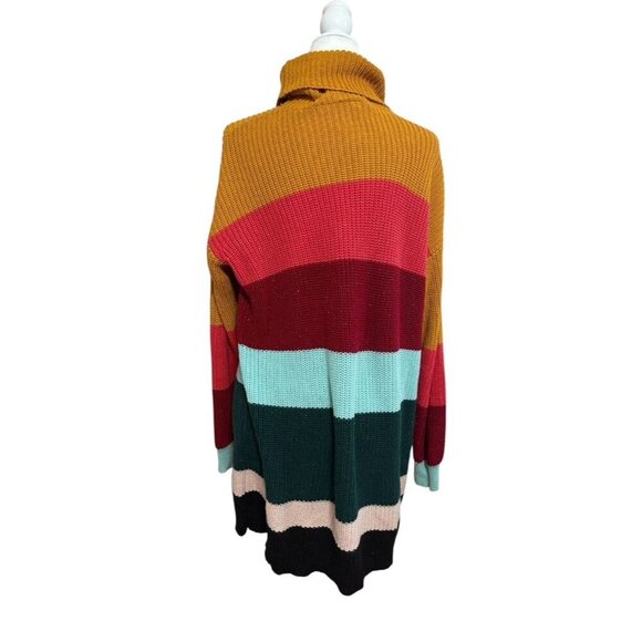 Farm Rio For Anthropologie Multicolor Striped Turtleneck Sweater Dress Small - Picture 4 of 7